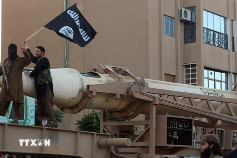 Các tay súng "Nhà nước Hồi giáo" (IS) tự xưng tại thành phố Raqa, Syria, ngày 30/6/2014. (Ảnh: AFP/TTXVN)