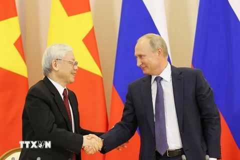 Tổng thống Vladimir Putin hội đàm với Tổng Bí thư Nguyễn Phú Trọng thăm chính thức Liên bang Nga (Sochi, 6/9/2018). (Ảnh: Trí Dũng/TTXVN)