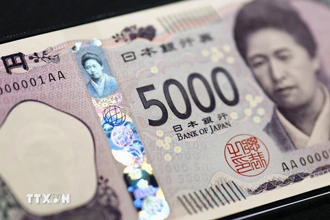 Đồng 5.000 yen của Nhật Bản. (Ảnh: Kyodo/TTXVN)