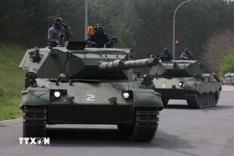 Xe tăng Leopard 1A5 tại căn cứ huấn luyện ở gần Klietz, Đức. (Ảnh: Getty Images/TTXVN)