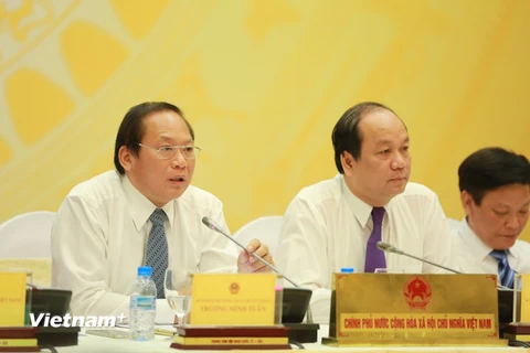 Bộ trưởng Bộ Thông tin và Truyền thông Trương Minh Tuấn. (Ảnh: Minh Sơn/Vietnam+)
