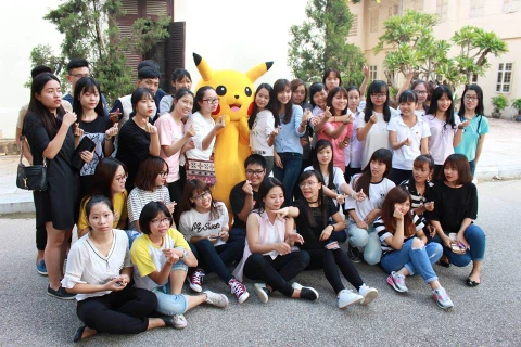 Sự kiện đồng hành đầu tiên “HALLO GO!” đã tạo nên một cơn sốt trong Học viện Báo chí và Tuyên truyền, nhận được sự quan tâm thích thú của đông đảo sinh viên. (Ảnh: PV/Vietnam+)