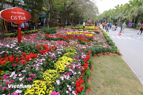 Ngày 30/1, lễ hội hoa Xuân lớn nhất miền Bắc trong dịp Tết 2017 đã chính thức khai mạc tại khu đô thị Ecopark và kéo dài đến hết rằm tháng Giêng (tức 11/2 dương lịch). (Ảnh: PV/Vietnam+) 