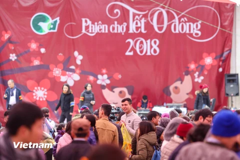 Sáng 3/2 tại Công viên Thống Nhất, một phiên chợ Tết đầy ý nghĩa được tổ chức - Phiên chợ Tết 0 đồng. (Ảnh: Minh Sơn/Vietnam+)