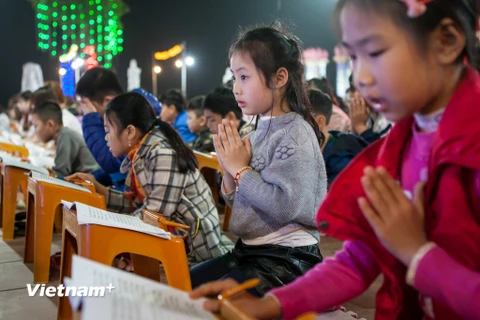 Cứ mỗi dịp đầu năm, nhiều người dân từ khắp nơi lại đến chùa Ninh Tảo (huyện Thanh Liêm, Hà Nam) để tham dự lễ cầu an. (Ảnh: PV/Vietnam+) 