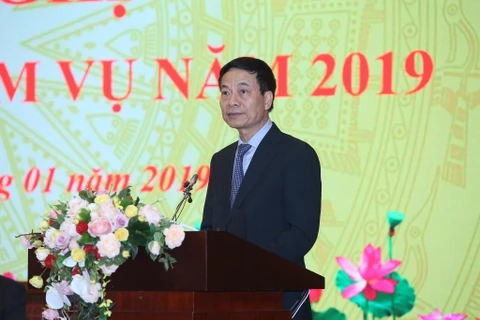 Bộ trưởng Bộ Thông tin và Truyền thông Nguyễn Mạnh Hùng. (Ảnh: Minh Sơn/Vietnam+)