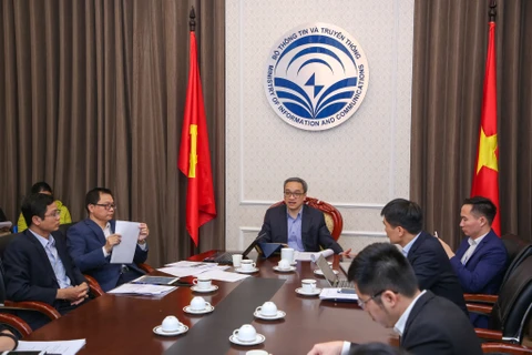Thứ trưởng Bộ Thông tin và Truyền thông Phan Tâm tại cuộc họp báo về việc Việt Nam đăng cai tổ chức Hội nghị và Triển lãm Thế giới số 2020. (Ảnh: Minh Sơn/Vietnam+)