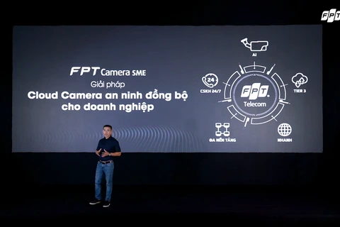 Ông Hoàng Việt Anh - Tổng Giám đốc FPT Telecom giới thiệu giải pháp Cloud Camera an ninh đồng bộ cho doanh nghiệp. (Ảnh chụp màn hình)