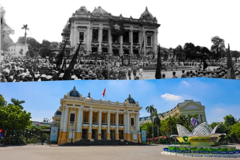 Ngày 2/9/1945, tại Quảng trường Ba Đình, Chủ tịch Hồ Chí Minh thay mặt Chính phủ lâm thời, đọc bản Tuyên ngôn độc lập khai sinh ra nước Việt Nam Dân chủ Cộng hòa, đánh dấu Cách mạng tháng Tám thắng lợi hoàn toàn. (Ảnh tư liệu)