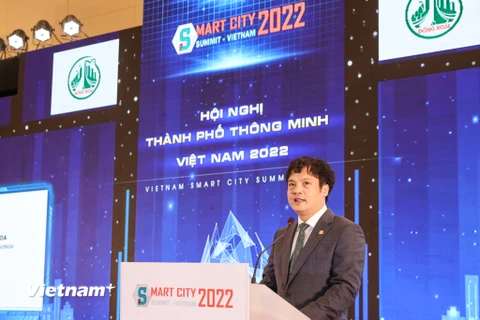 Ông Nguyễn Văn Khoa, Chủ tịch VINASA phát biểu khai mạc hội nghị. (Ảnh: Minh Sơn/Vietnam+)
