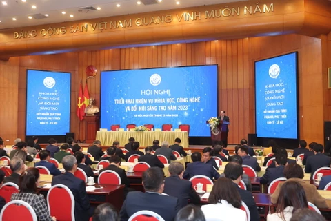 Hội nghị triển khai nhiệm vụ khoa học, công nghệ và đổi mới sáng tạo năm 2023. (Ảnh: Minh Sơn/Vietnam+)