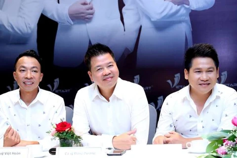 Tam ca Trọng Tấn - Đăng Dương - Việt Hoàn tại họp báo ra mắt chương trình tại Hà Nội. (Ảnh: BTC) 