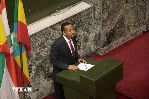 Tân Thủ tướng Ethiopia Abiy Ahmed tại phiên họp Hạ viện ở Addis Ababa ngày 2/4. (Nguồn: AFP/TTXVN)