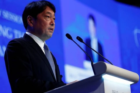 Bộ trưởng Quốc phòng Nhật Bản Itsunori Onodera phát biểu tại Shangri-La (Nguồn: Global News)