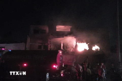 Hiện trường vụ nổ pháo hoa ở Tultepec ngày 6/6. (Nguồn: EFE/TTXVN)