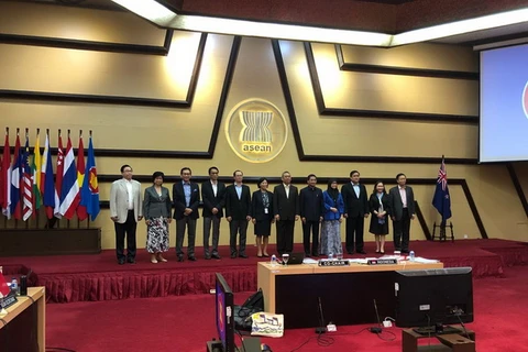 Các đại biểu tại Cuộc họp lần thứ 6 Ủy ban Hợp tác chung ASEAN-New Zealand. (Đỗ Quyên/TTXVN)