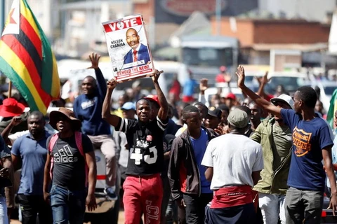 Phe đối lập Zimbabwe không hài lòng với kết quả bầu cử. (Nguồn: Sky News)