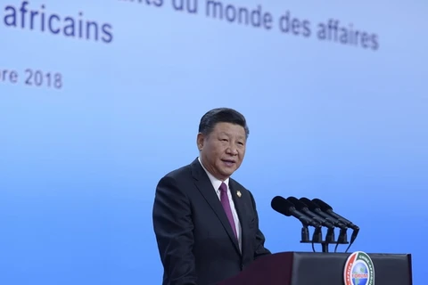 Chủ tịch Trung Quốc Tập Cận Bình phát biểu tại Hội nghị thượng đỉnh Diễn đàn Hợp tác Trung Quốc-châu Phi (Diễn đàn Hợp tác Trung Quốc-châu Phi ) 2018 ở Bắc Kinh ngày 3/9. (Nguồn: THX/ TTXVN)