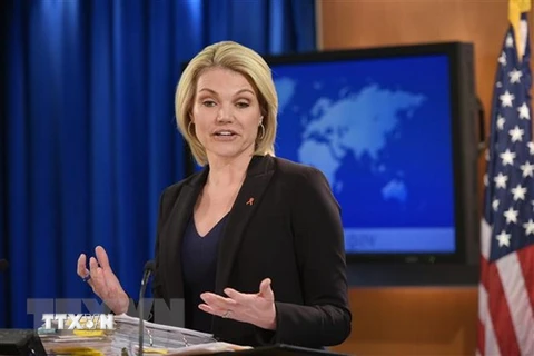 Người phát ngôn Bộ Ngoại giao Mỹ Heather Nauert. (Ảnh: AFP/TTXVN)