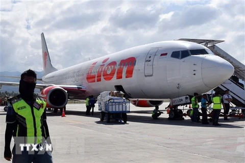 Máy bay Boeing 737-800 của Hãng hàng không Lion Air tại sân bay Mutiara Sis Al Jufri ở Palu, Indonesia ngày 10/10. (Nguồn: AFP/TTXVN)
