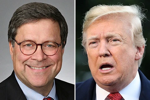 Ông William Barr (trái) được Tổng thống Mỹ Donald Trump (phải) đề cử chức vụ Bộ trưởng Tư pháp. (Nguồn: Breibart)