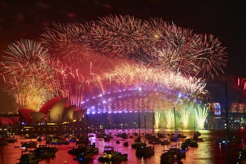 Người dân Australia thưởng thức pháo hoa trong dịp năm mới. (Nguồn: Metro)