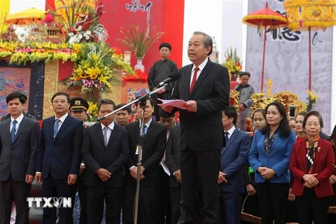 Phó Thủ tướng Thường trực Trương Hòa Bình phát biểu tại lễ hội. (Nguồn: Thanh Tùng/TTXVN)