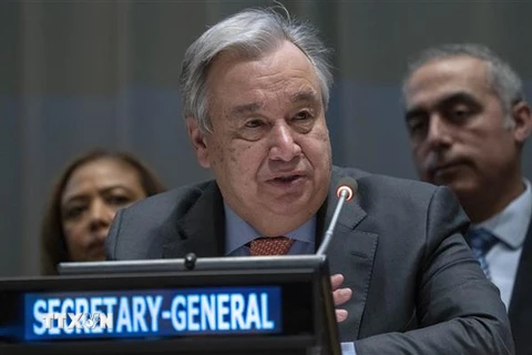 Tổng Thư ký Liên hợp quốc Antonio Guterres tại cuộc họp ở New York, Mỹ. (Nguồn: AFP/TTXVN)