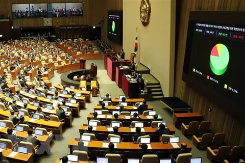 Toàn cảnh một phiên họp Quốc hội Hàn Quốc ở Seoul. (Ảnh: Yonhap/TTXVN)
