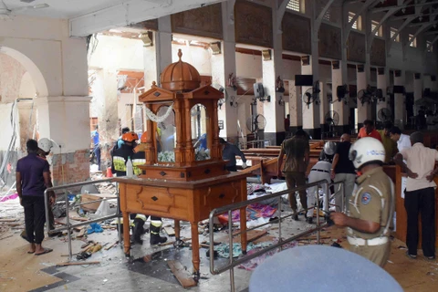 Hiện trường vụ tấn công tại nhà thờ St. Anthony ở Kochchikade, Colombo, Sri Lanka, ngày 21/4/2019. (Ảnh: THX/ TTXVN)