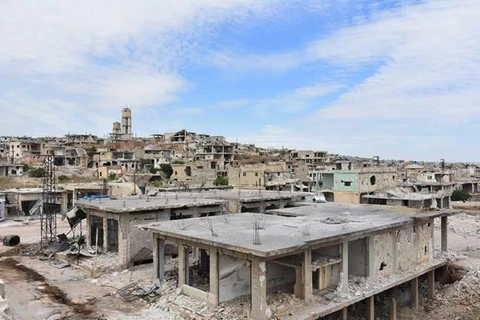 Cảnh tàn phá do xung đột tại Hama, miền Trung Syria. (Ảnh: THX/TTXVN)