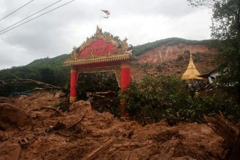 Hiện trường vụ lở đất. (Nguồn: Yahoo News Singapore)