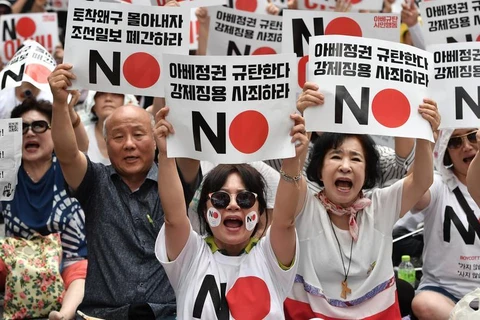 Người dân Hàn Quốc phản đối chính phủ Nhật Bản. (Nguồn: Asia Times)