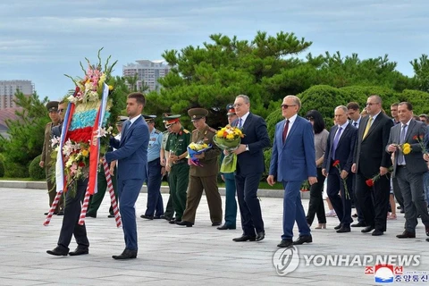 Ảnh phái đoàn Nga tại Triều Tiên. (Nguồn: Yonhap)