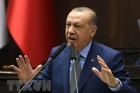 Tổng thống Thổ Nhĩ Kỳ Recep Tayyip Erdogan phát biểu tại Ankara. (Nguồn: AFP/TTXVN)