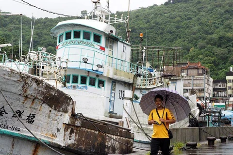 Tàu cá của Đài Loan (Trung Quốc) neo đậu tại bờ để tránh bão. (Nguồn: HLN)