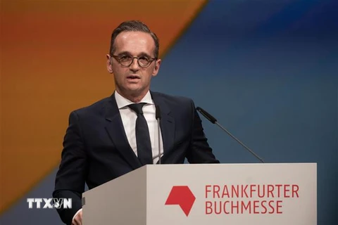 Ngoại trưởng Đức Heiko Maas phát biểu tại một sự kiện ở Frankfurt am Main ngày 16/10/2019. (Ảnh: AFP/TTXVN)