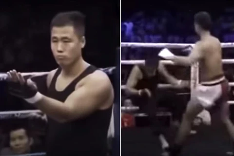 Cao thủ Đình Hạo (Vịnh Xuân) bị võ sỹ MMA đánh bại chóng vánh. (Nguồn: Rojak Daily)