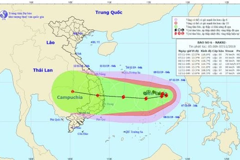 Đường đi của cơn bão số 6. (Nguồn: nchmf.gov.vn)