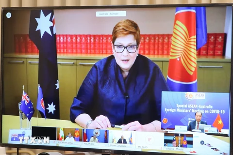Bộ trưởng Ngoại giao Australia Marise Payne phát biểu. (Ảnh: Doãn Tấn/TTXVN)