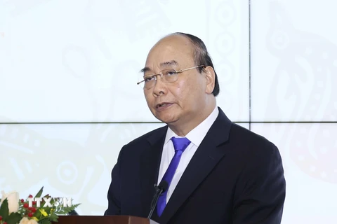 Thủ tướng Nguyễn Xuân Phúc, Chủ tịch Uỷ ban Chính phủ điện tử quốc gia phát biểu. (Ảnh: Thống Nhất/TTXVN)