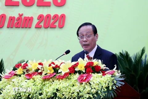 Đồng chí Nguyễn Đức Thanh, Bí thư Tỉnh ủy Ninh Thuận phát biểu khai mạc Đại hội . (Ảnh: Công Thử/TTXVN)