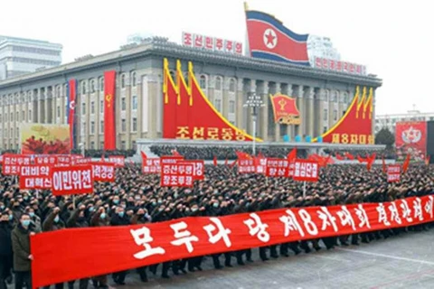 Hình ảnh tại buổi míttinh. (Ảnh: The Korea Herald)