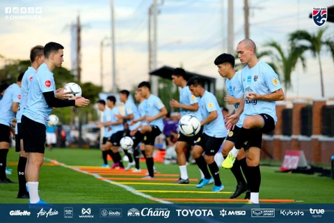 Đội tuyển Thái Lan gấp rút tập luyện cho trận đấu với Việt Nam ngày 5/9 tại vòng loại World Cup 2022. (Ảnh: FAT)