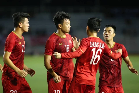 U22 Việt Nam vẫn có nguy cơ bị loại sớm ở bảng B môn bóng đá nam SEA Games 30. (Ảnh: Vietnam+)