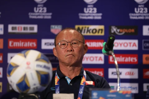 Huấn luyện viên Park Hang-seo tự tin giành chiến thắng ở trận mở màn vòng chung kết U23 châu Á 2020. (Ảnh: Nguyên An/Vietnam+)