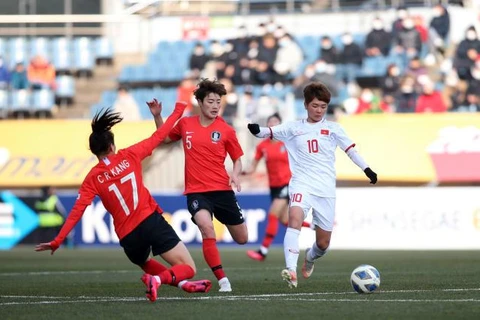 Tuyển nữ Việt Nam thua 0-3 Hàn Quốc và chỉ đứng thứ hai bảng A ở vòng loại cuối cùng Olympic Tokyo 2020. (Ảnh: AFC)