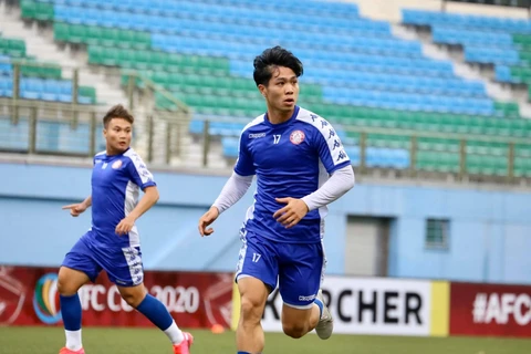 Công Phượng tập luyện tích cực với câu lạc bộ Thành phố Hồ Chí Minh trước lượt trận thứ hai vòng bảng AFC Cup 2020. (Ảnh: CLB TP.HCM) 