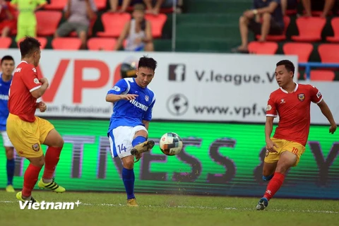 Tiền vệ Hải Huy lạc quan sau chấn thương nặng ở vòng 3 V-League chiều 6/6 trước đối thủ Hồng Lĩnh Hà Tĩnh. (Ảnh: VFF) 