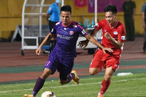 Sài Gòn FC tự tin với lối chơi phòng ngự. (Ảnh: Giang Hiển/Vietnam+) 